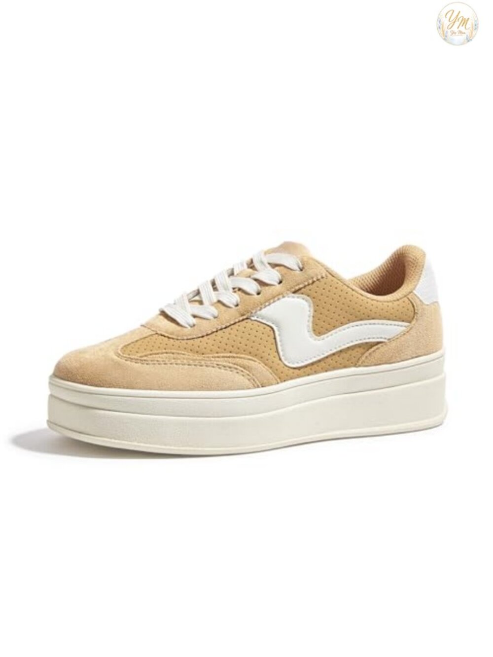 Platform Fashion Sneakers with Faux Leather Suede Uppers Lace-Up Chunky Sole